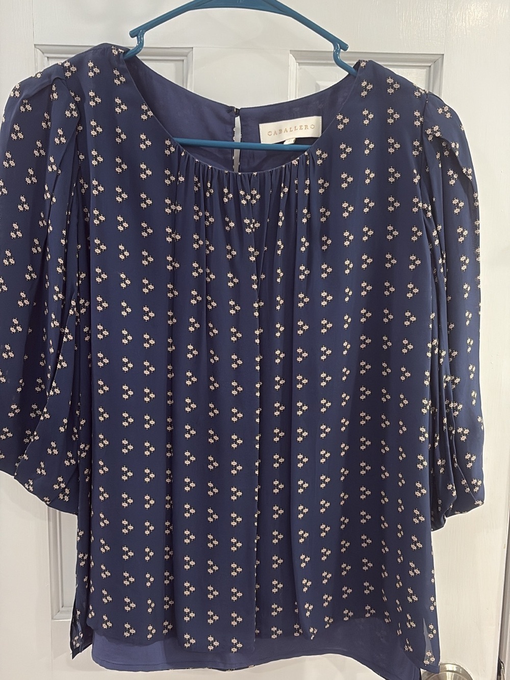 Capallero Navy Floral-Print Blouse